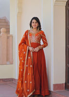 Orange Anarkali With Heavy Zari  Sequins Embroidered work
