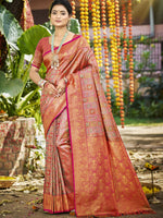 Pink Dharmavaram Silk Saree With Sophisticated Touch and Subtle Elegance