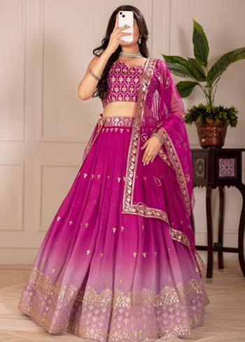 Pink Lehenga Choli With Embroidery Thread  Sequence Work