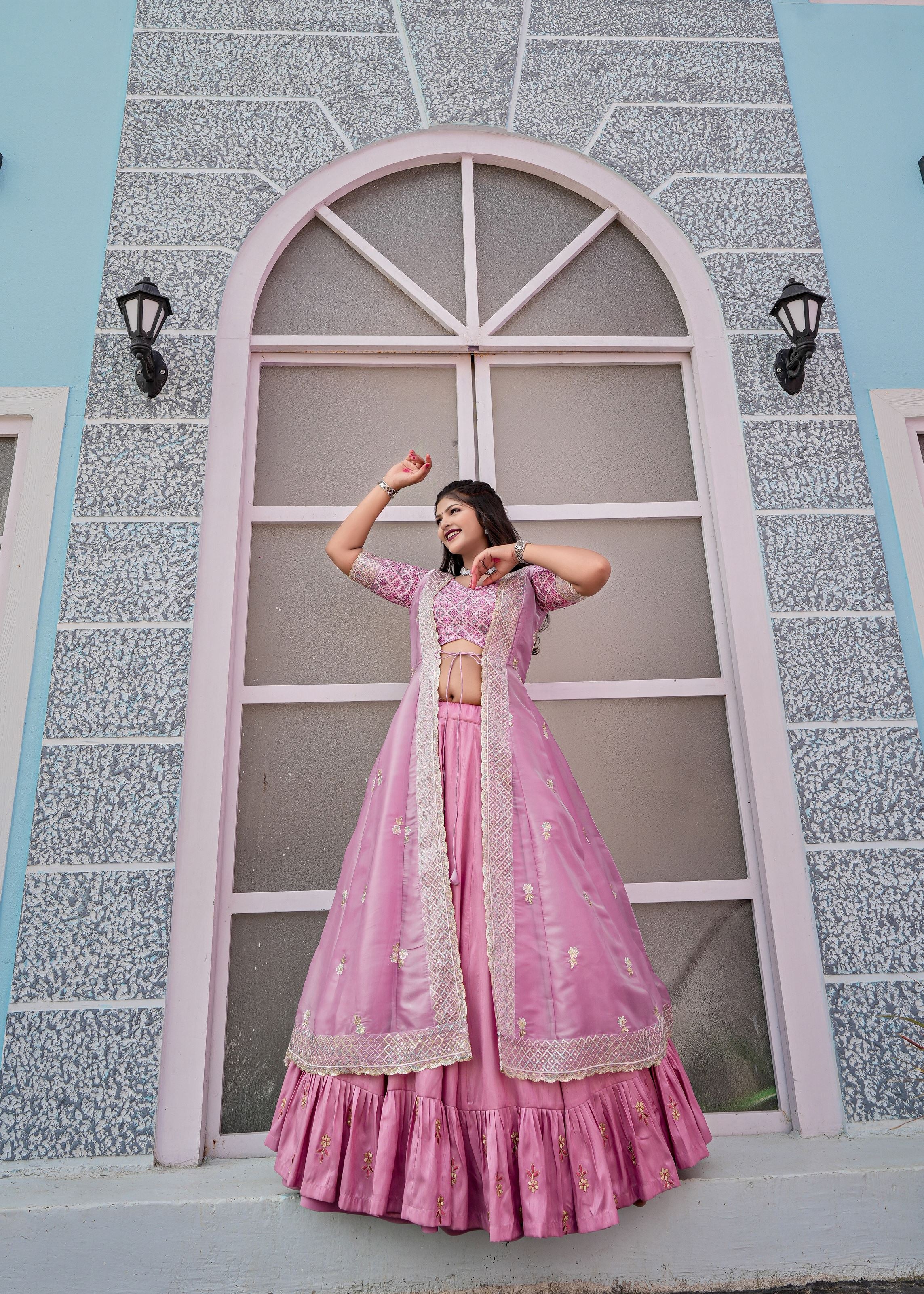 Pink Lehenga Choli With Heavy Embroidery Work