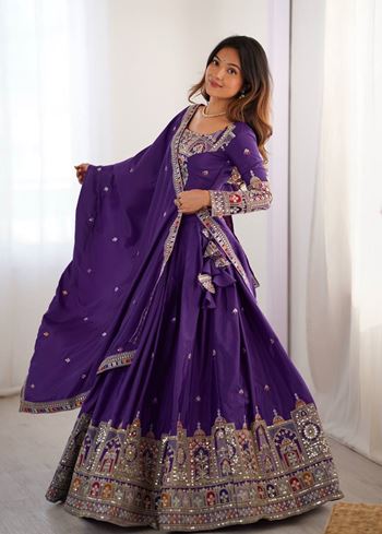 Purple Lehenga Choli With Coding Dori With Thread  Sequnce Work