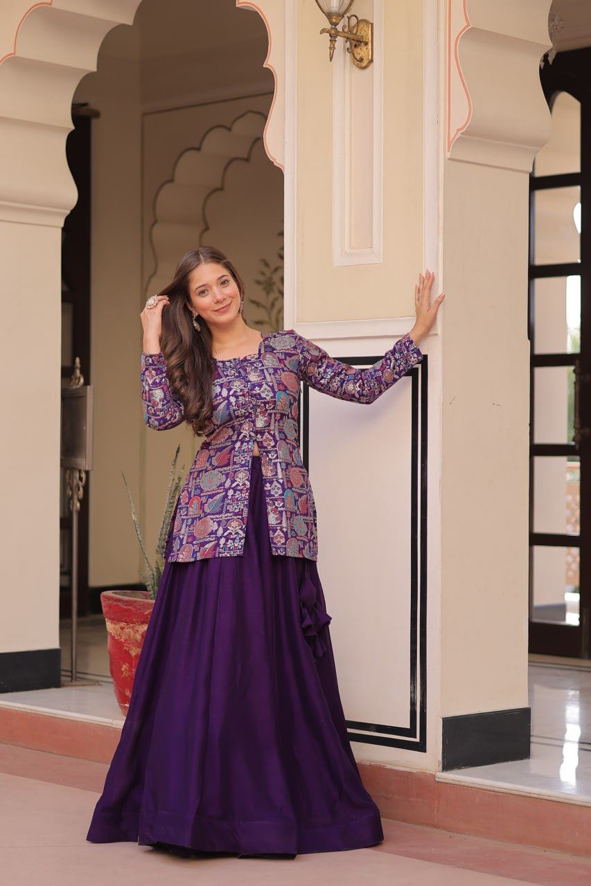 Purple Lehenga Choli With Solid