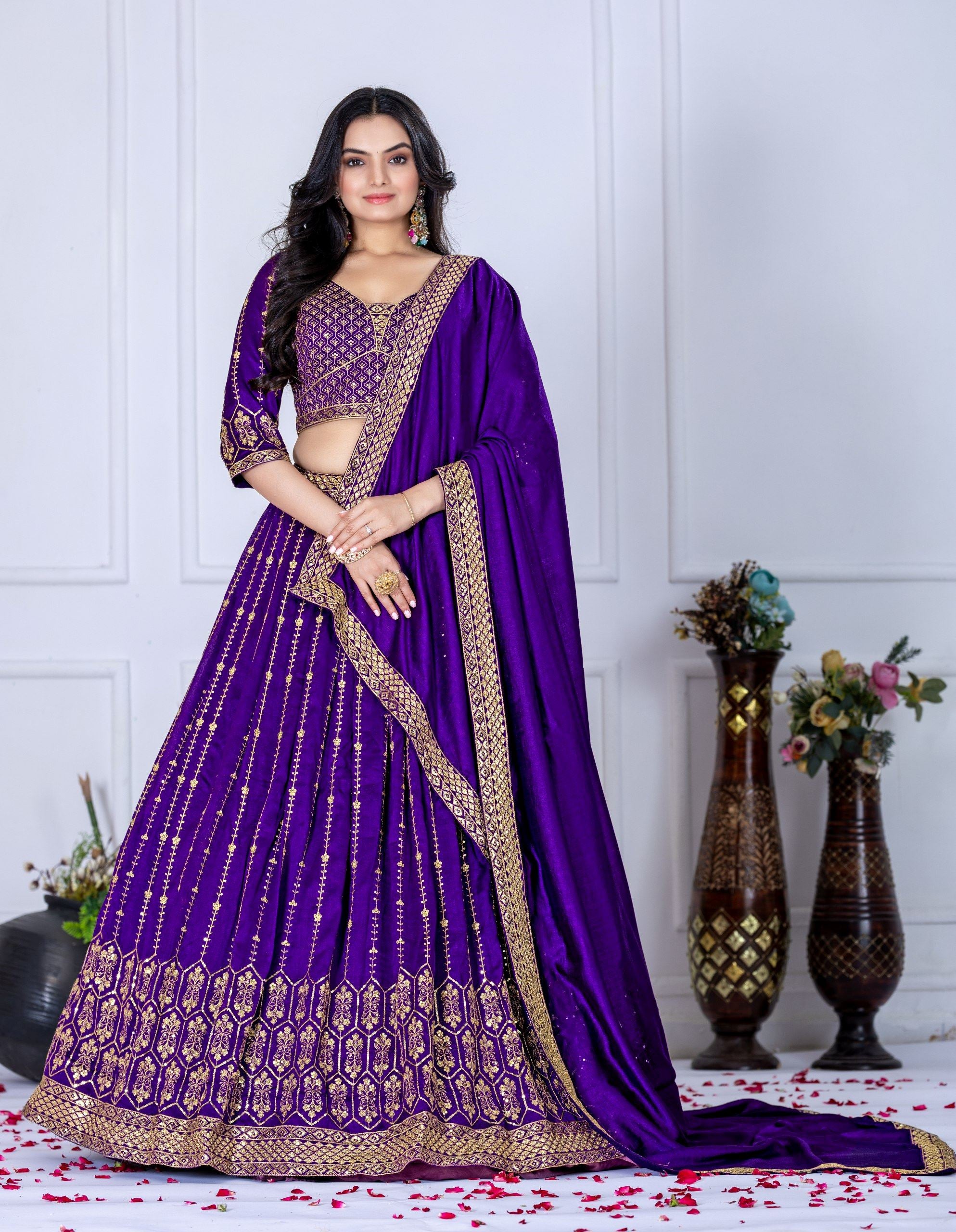 Royalblue Lehenga Choli With Embroidery With Multi Thread  Sequence Work