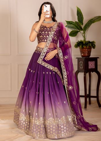 Wine Lehenga Choli With Embroidery Thread  Sequence Work