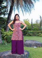 Wine Sharara Dress With Embroidery Work