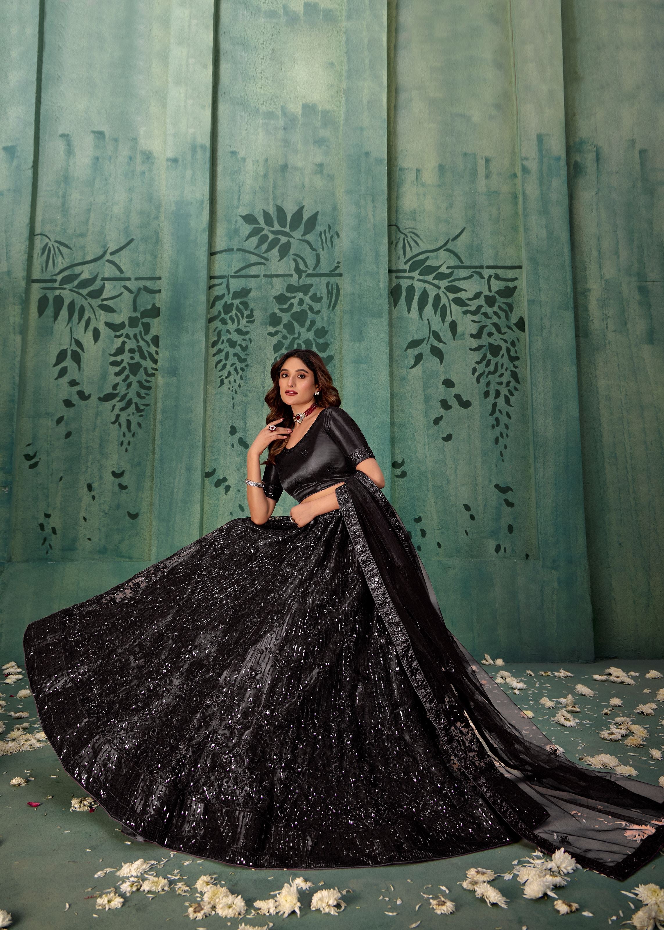 Black  Lehenga Choli With Heavy Sequence Embroidered