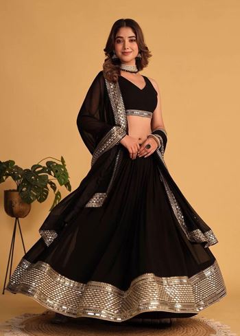 Black Lehenga Choli With  Sequins Embroidered Work