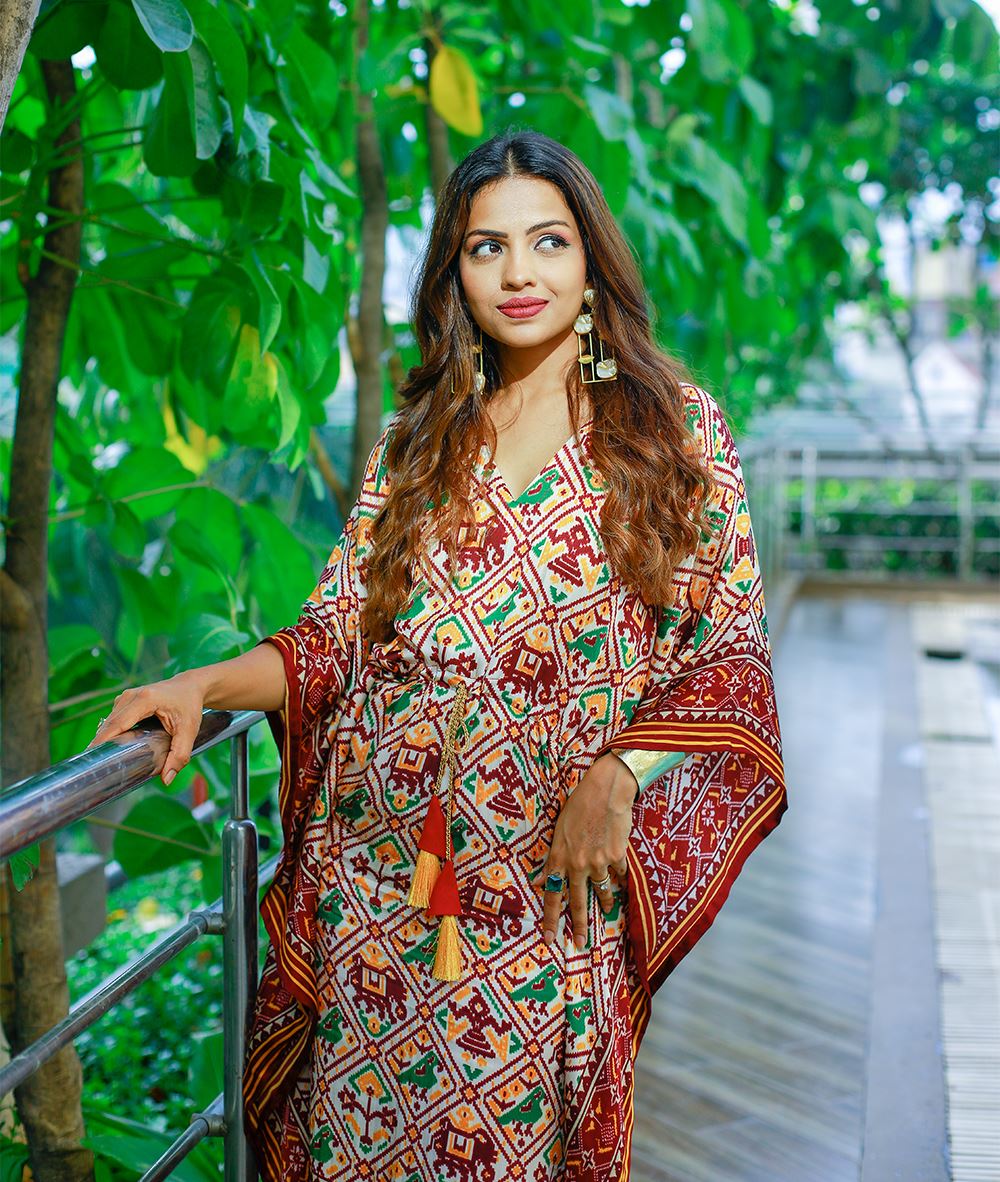 Brown Color Pure Gaji Silk Kaftan with Gotta Patti  Tassels