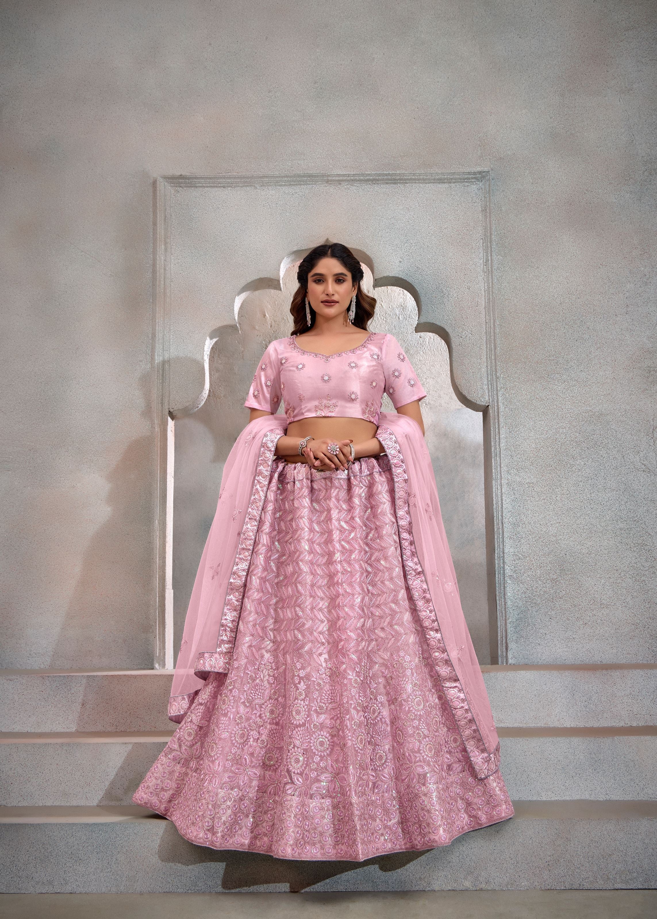Dark Pink Lehenga Choli With Heavy Sequence Embroidered