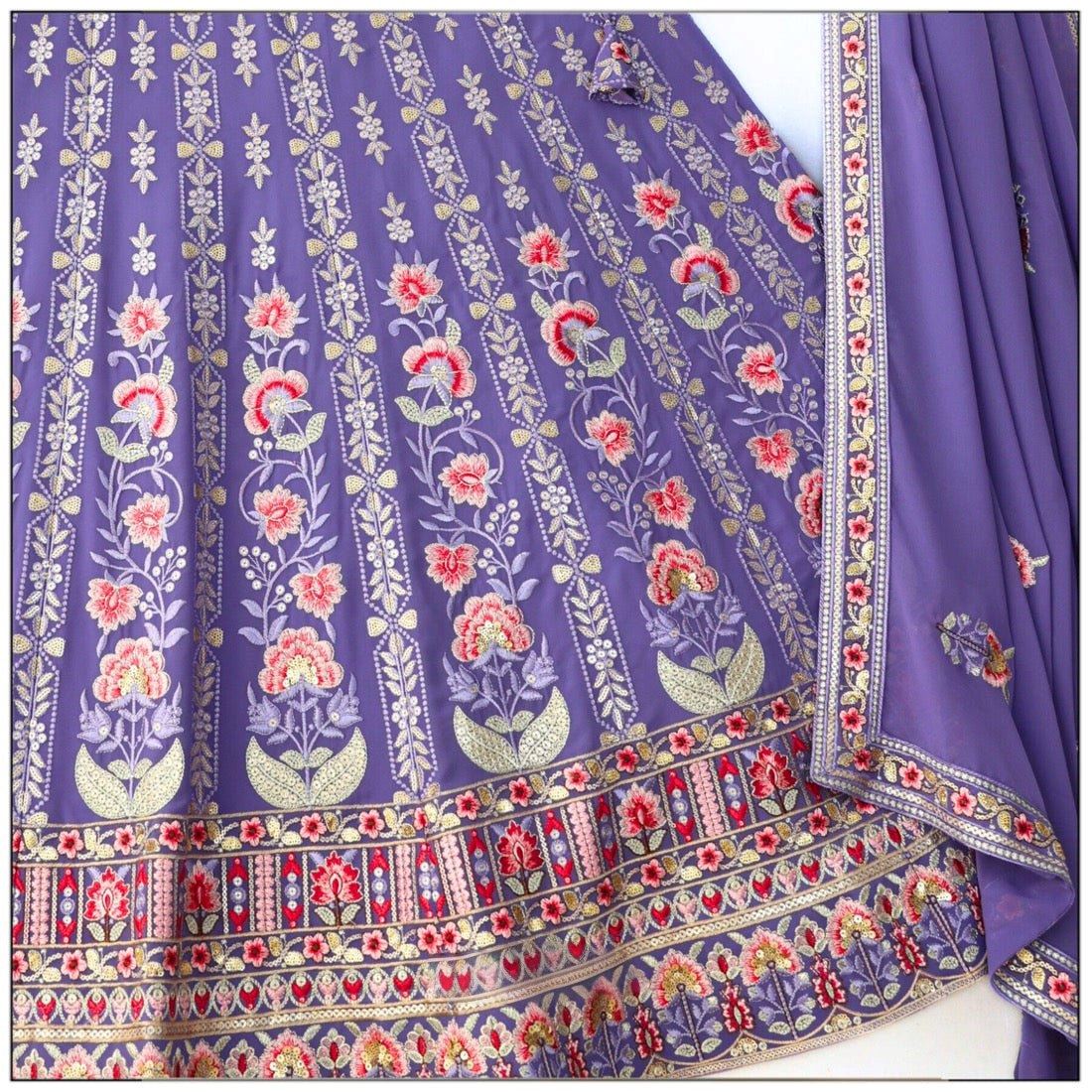 Lavender Lehenga Choli With Thread and Sequence Embroidery Work