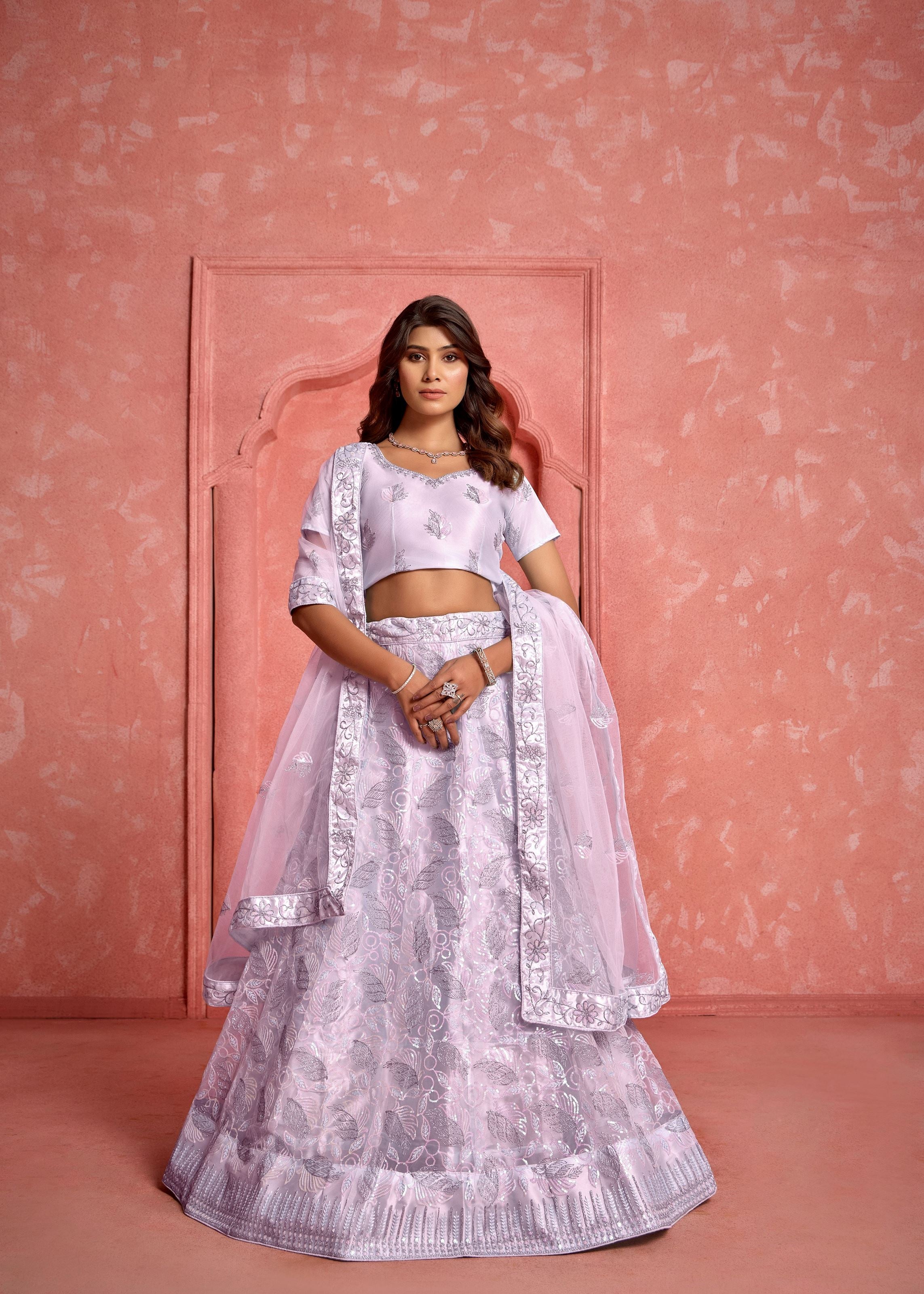 Lavender Net Lehenga with Soft Sequin Highlights