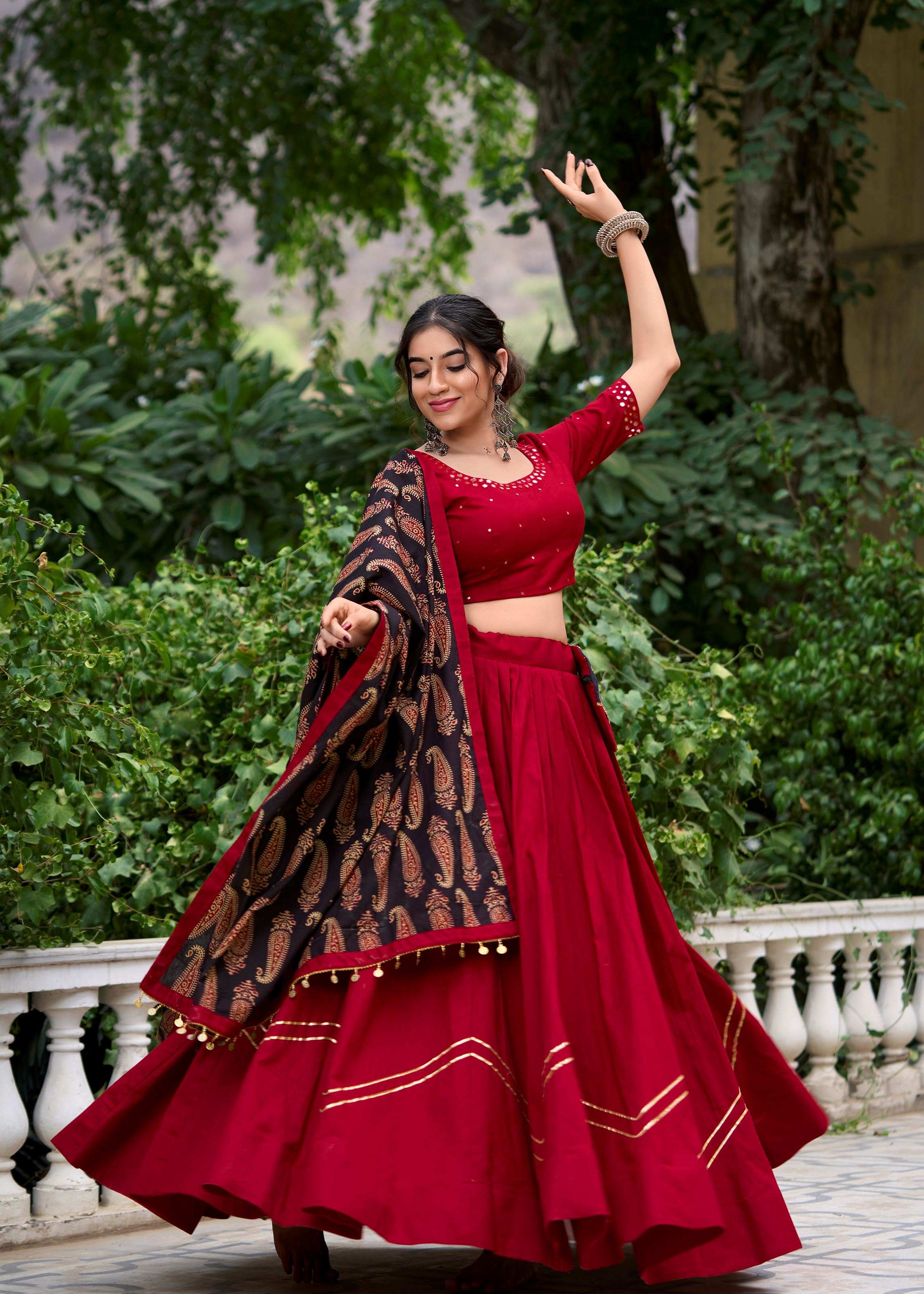Maroon Ethereal Lehenga Choli with Gota Patti Detail