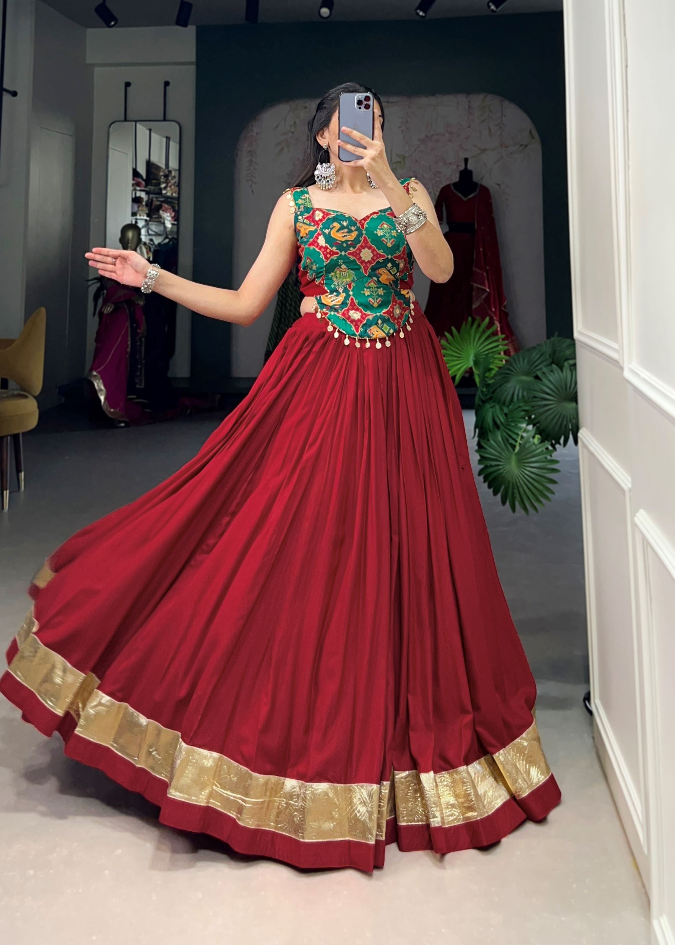 Maroon  Pure Rayon Lehenga Choli with Embossed Elegance