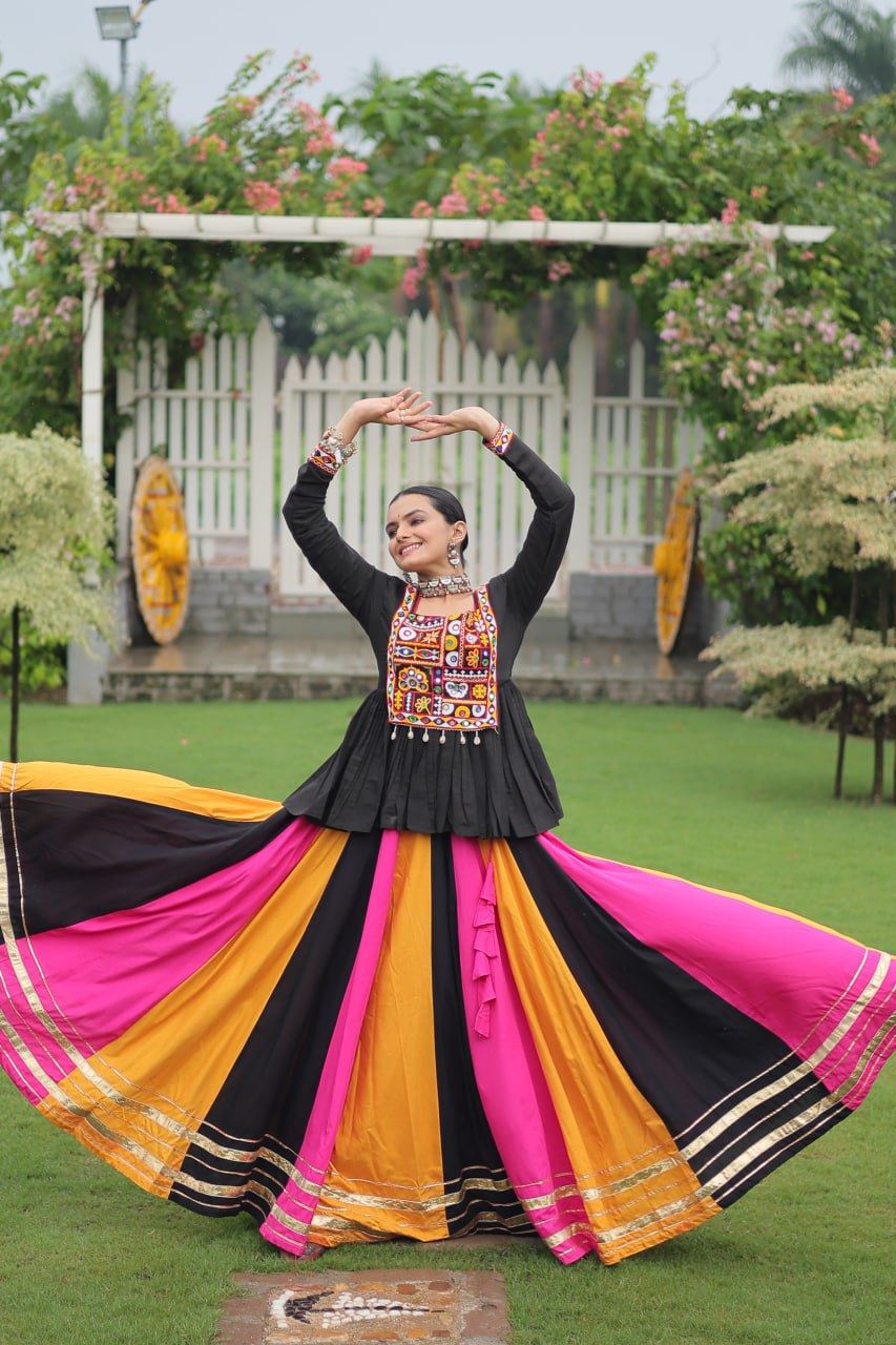 Multicolor Lehenga Choli With Attractive Gota Patti Lace
