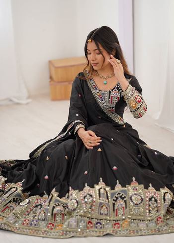 Black Lehenga Choli With Coding Dori With Thread  Sequnce Work