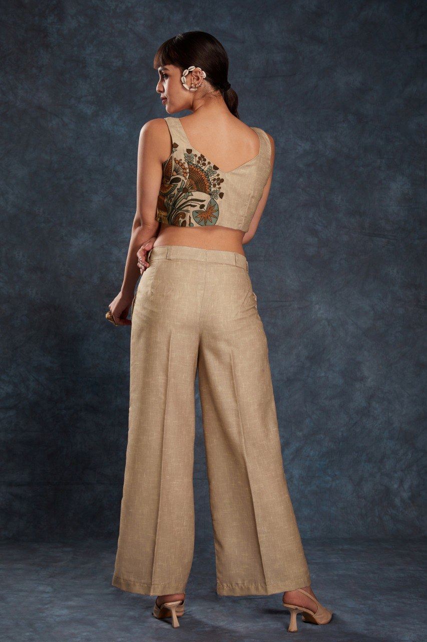Brown Co-Ord Set  with Printed Work