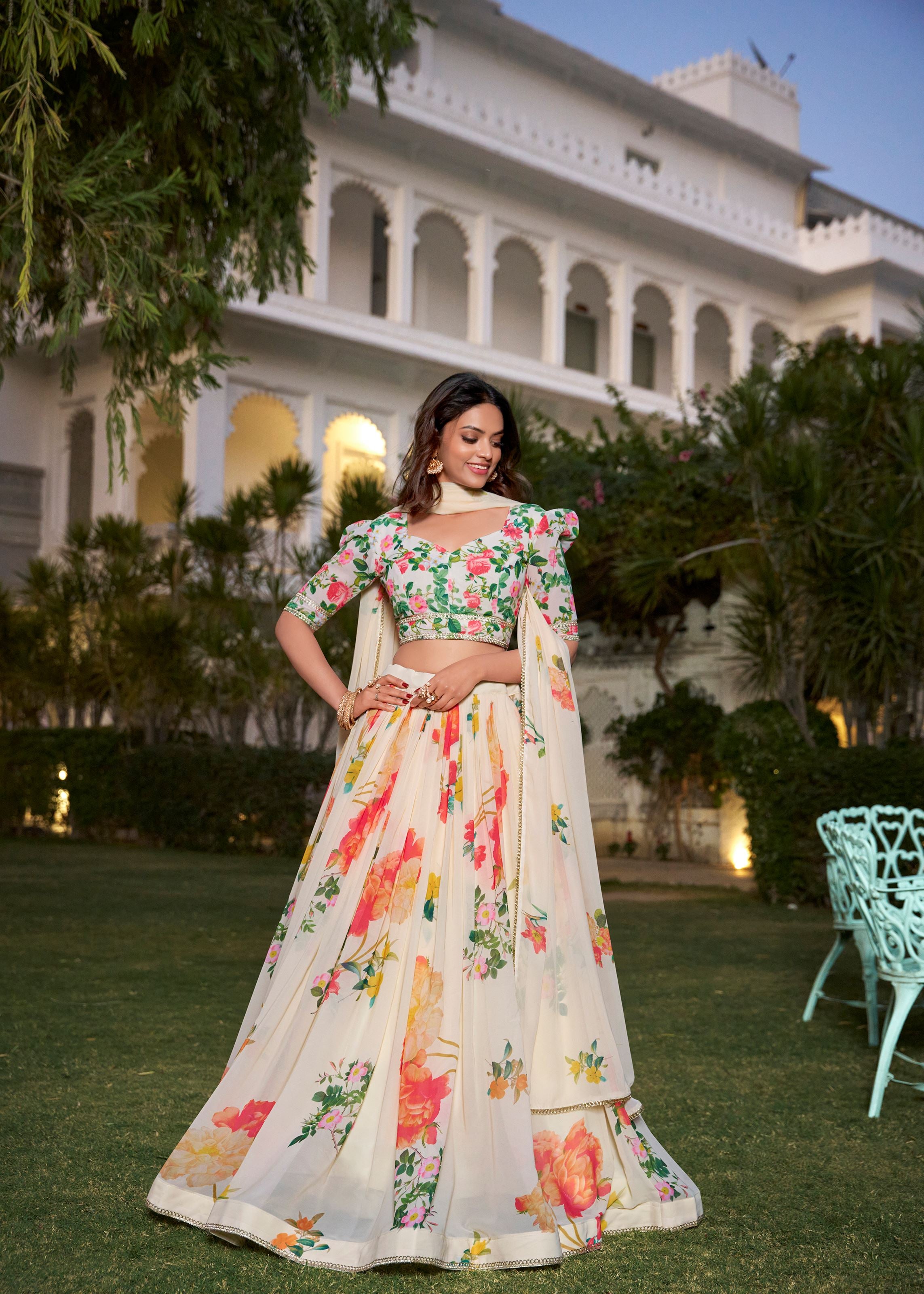 Cream Kalamkari Charm on Luxurious Dola Silk Lehenga with Woven Borders
