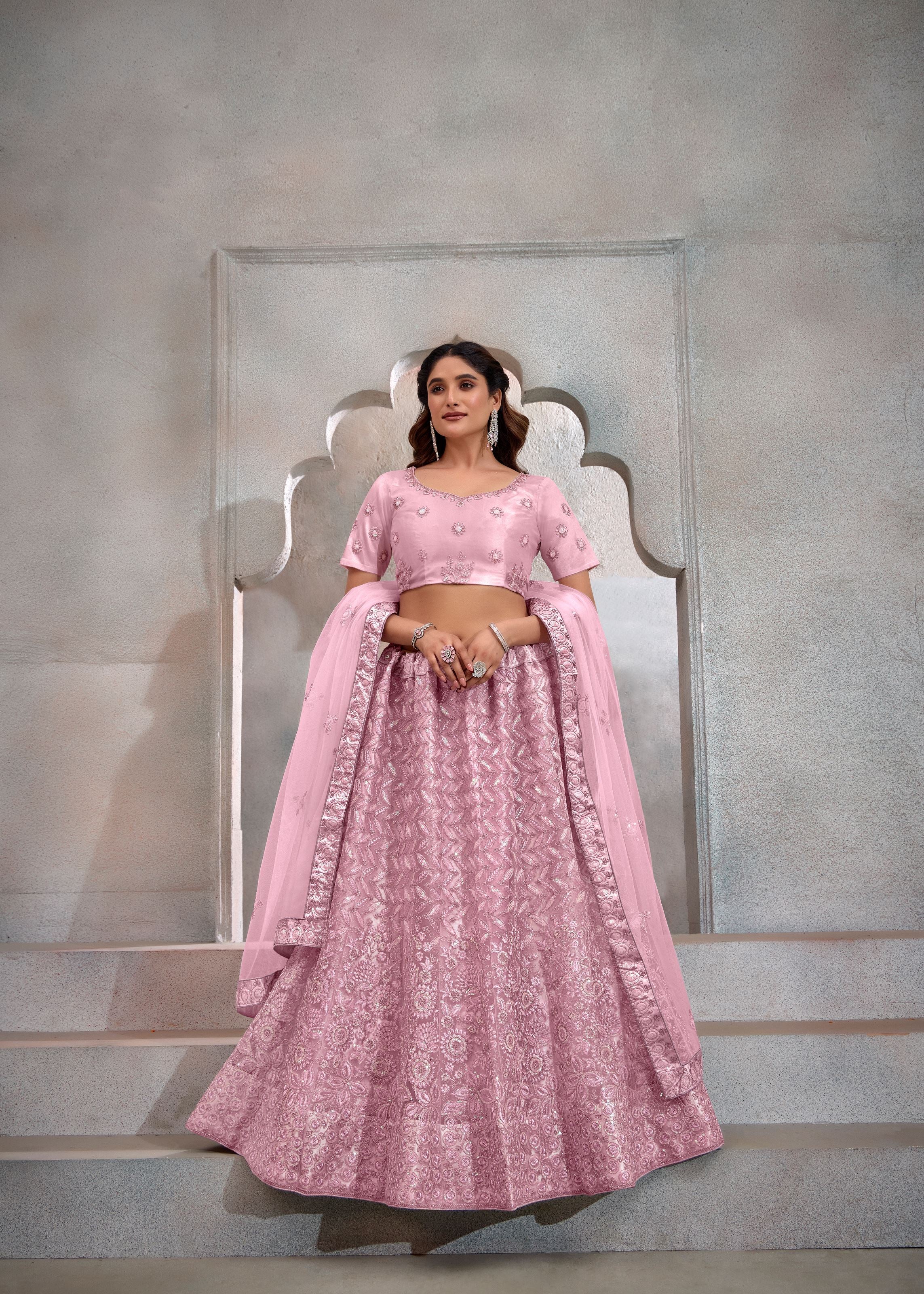 Dark Pink Lehenga Choli With Heavy Sequence Embroidered