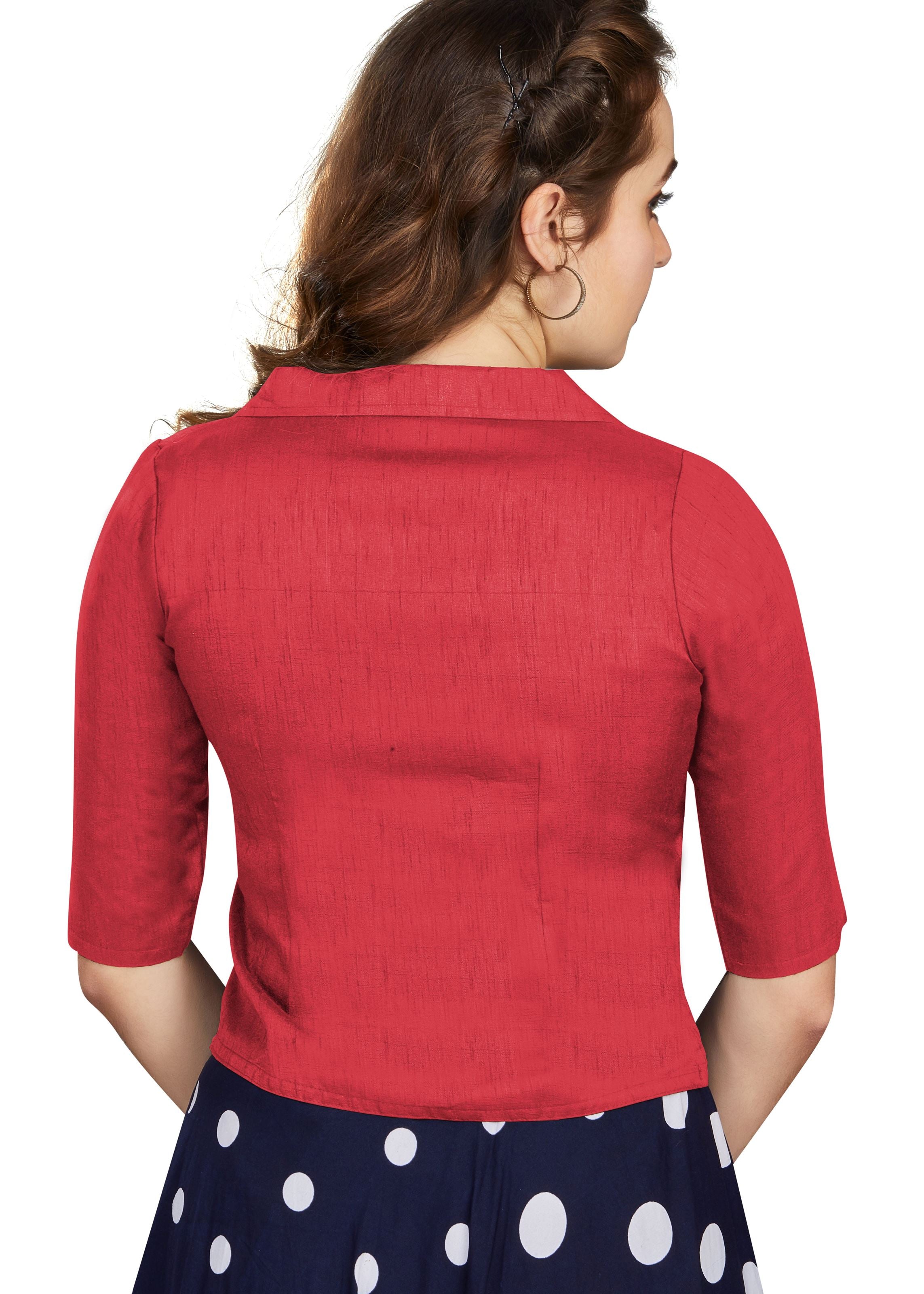 Gajri Art Silk Collar Neck Plain Blouse