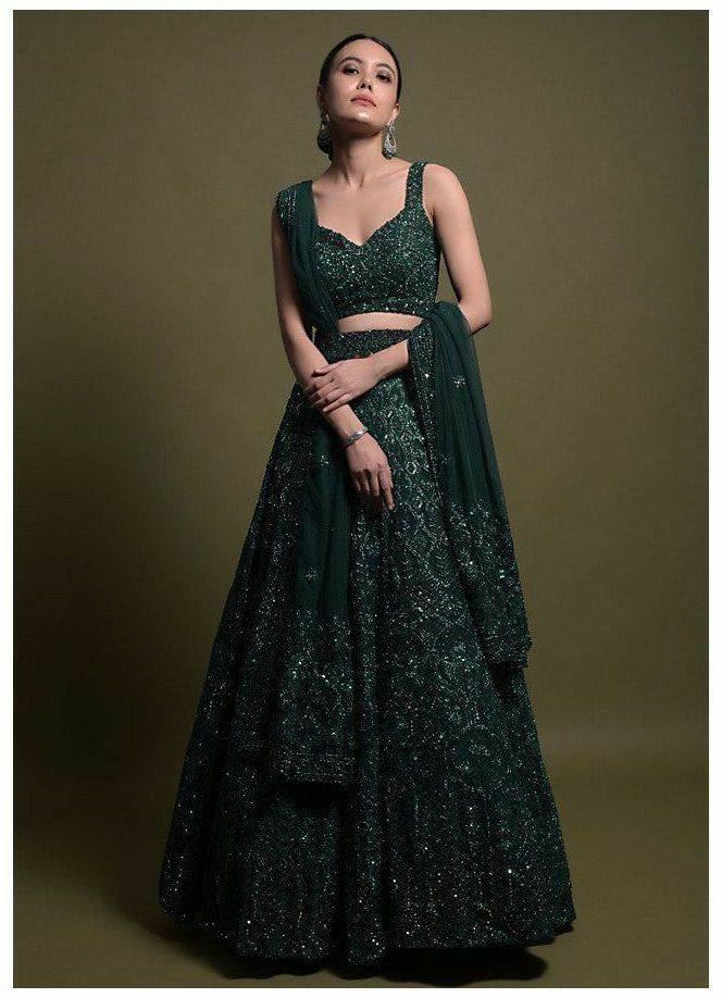Green Lehenga Choli With Sequnece Thread  Dori Work