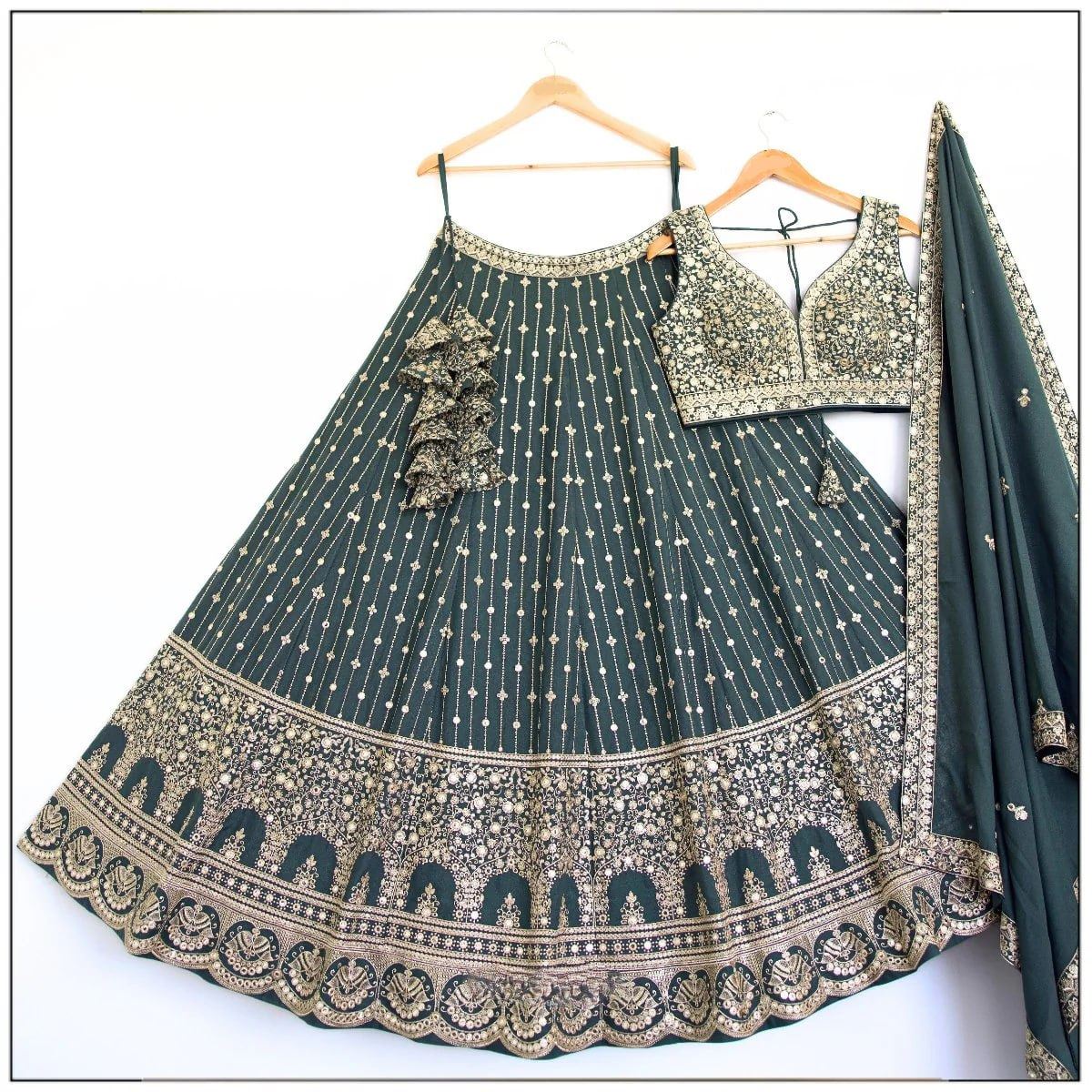 Grey Lehenga Choli With  Sequins With Jari Embroidery Work