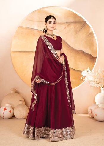 Maroon Lehenga Choli With  Sequins Embroidered Work