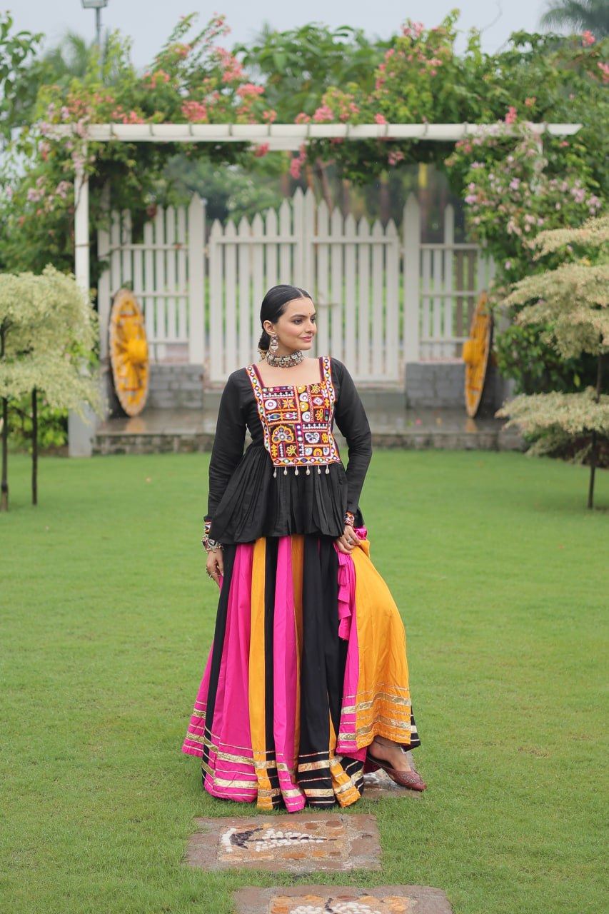Multicolor Lehenga Choli With Attractive Gota Patti Lace
