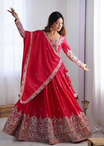 Pink Lehenga Choli With Floral Print