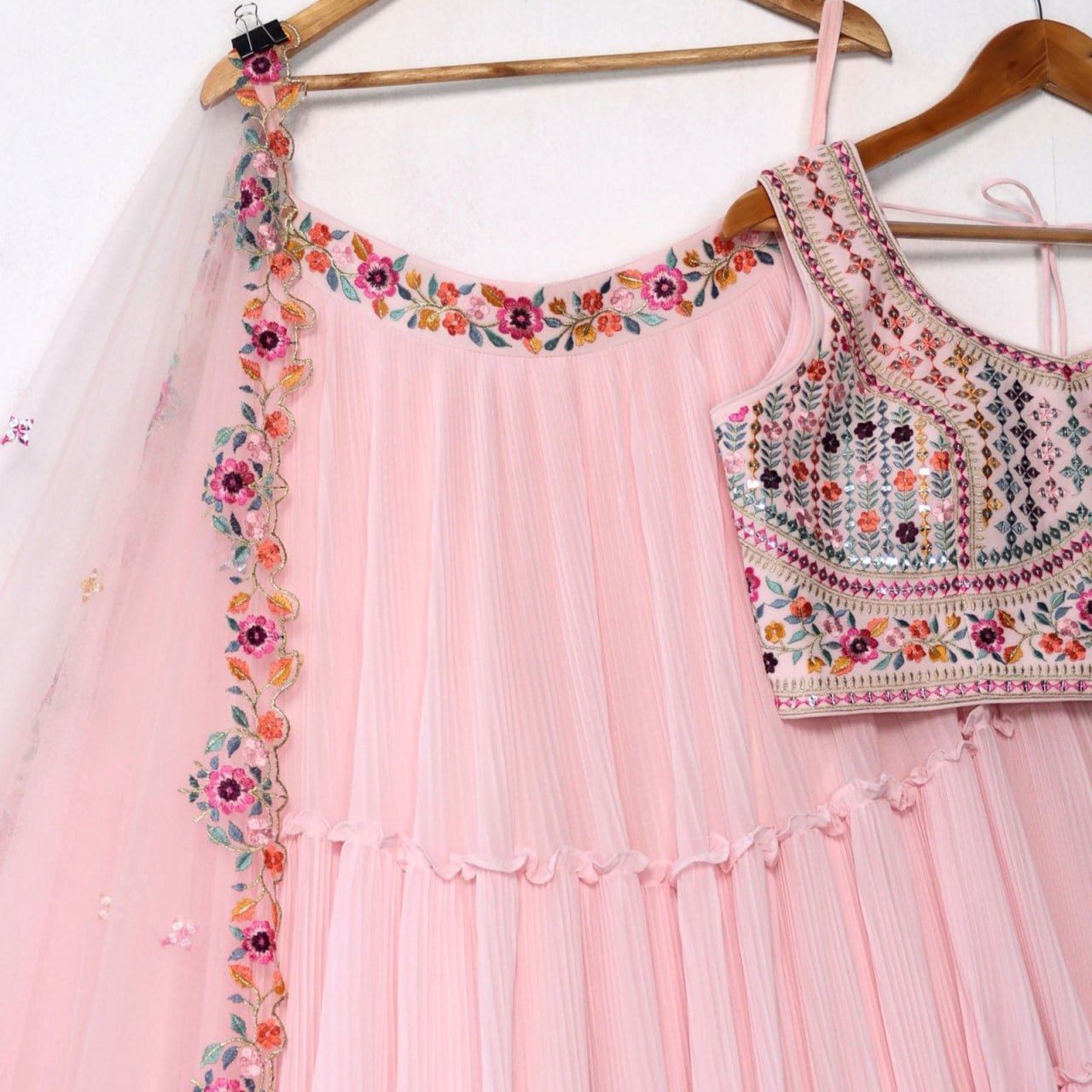 Pink Lehenga Choli With Thread and Sequence Embroidery Work