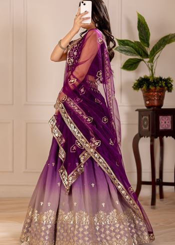 Wine Lehenga Choli With Embroidery Thread  Sequence Work