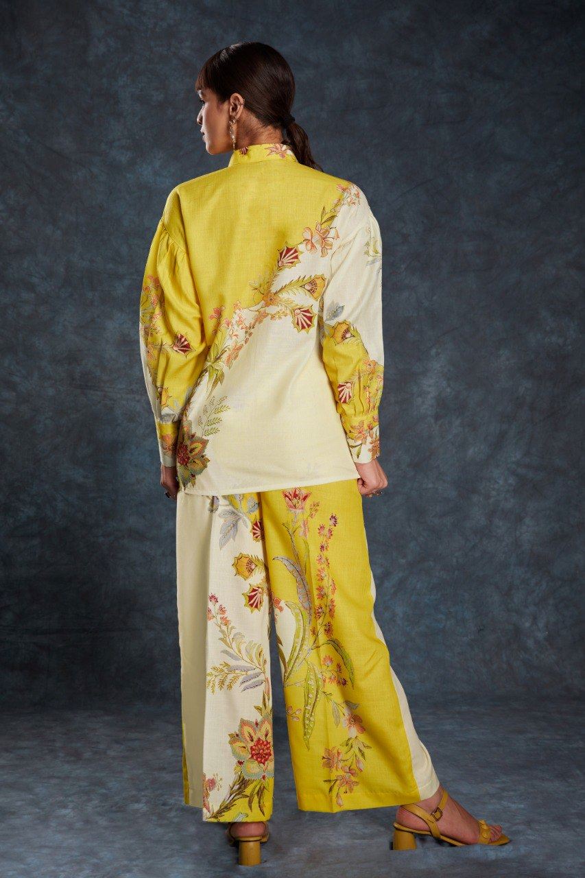 Yellow Co-Ord Set  with Printed Work
