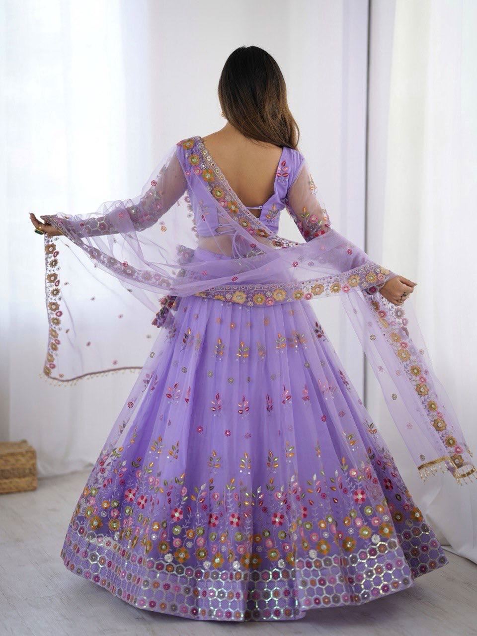 Lavender Lehenga Choli With Thread  Sequnce Work