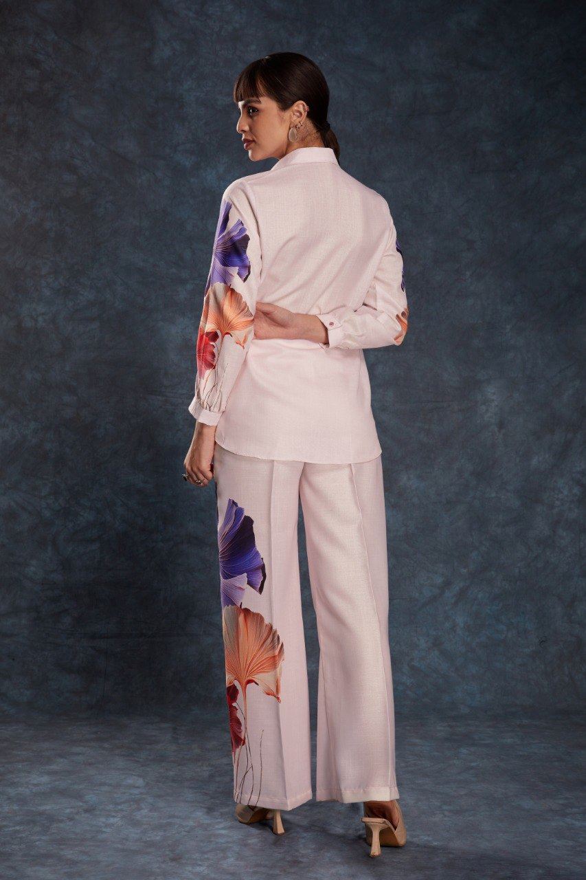 Light Pink Co-Ord Set  with Printed Work