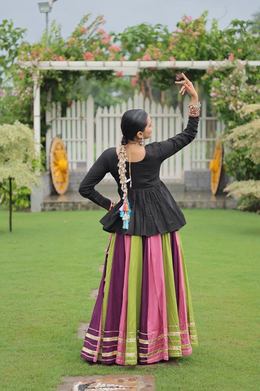 Multicolor Lehenga Choli With Attractive Gota Patti Lace