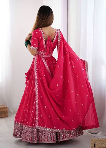 Pink Lehenga Choli With Thread  Sequnce Work