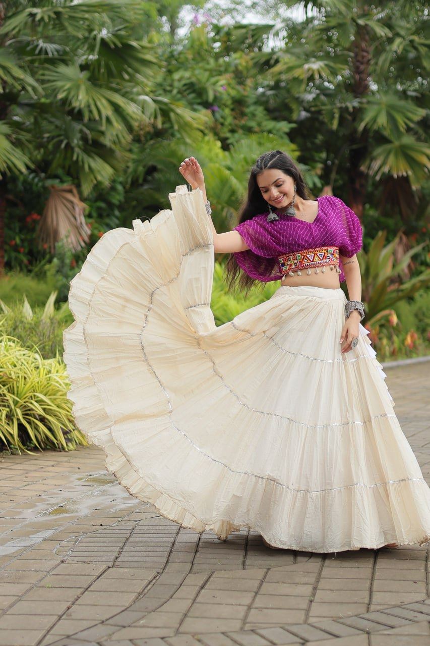 Purple Lehenga Choli With Standard Frill Stitching