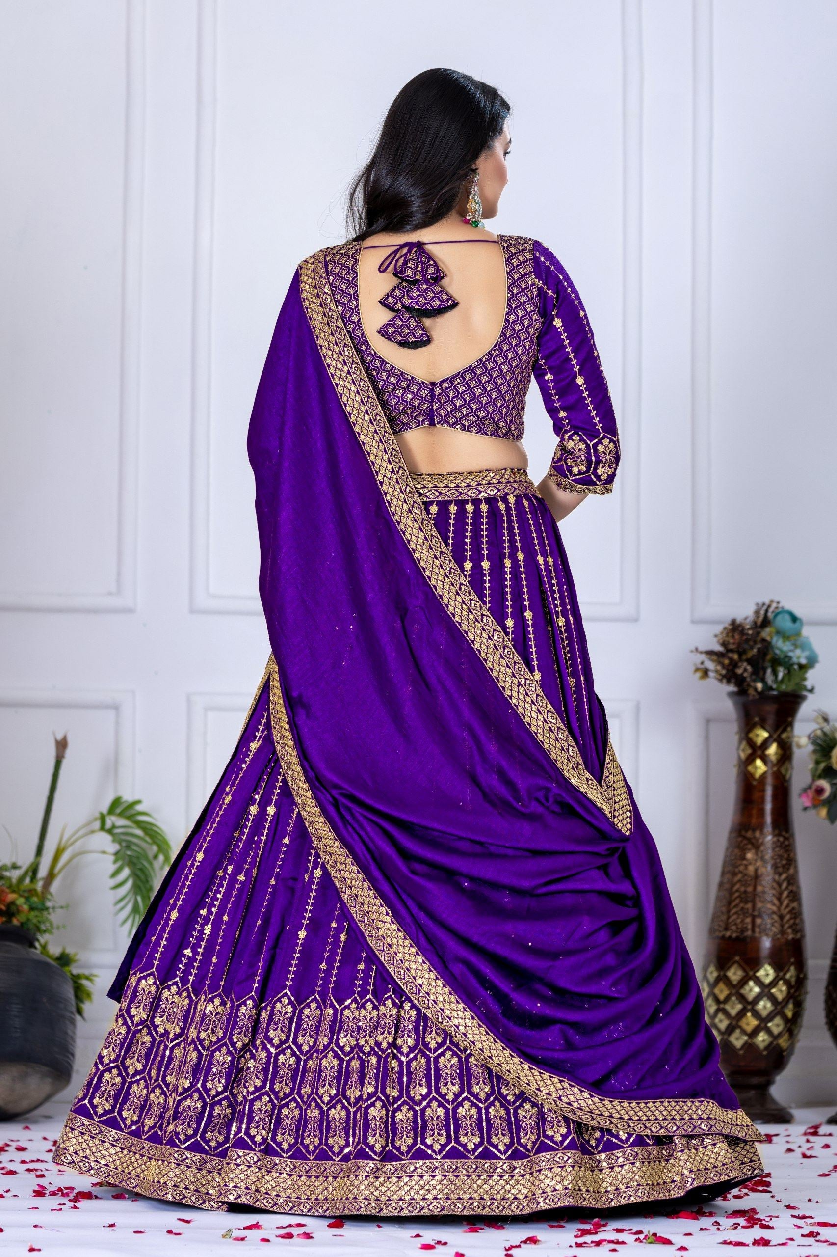 Royalblue Lehenga Choli With Embroidery With Multi Thread  Sequence Work