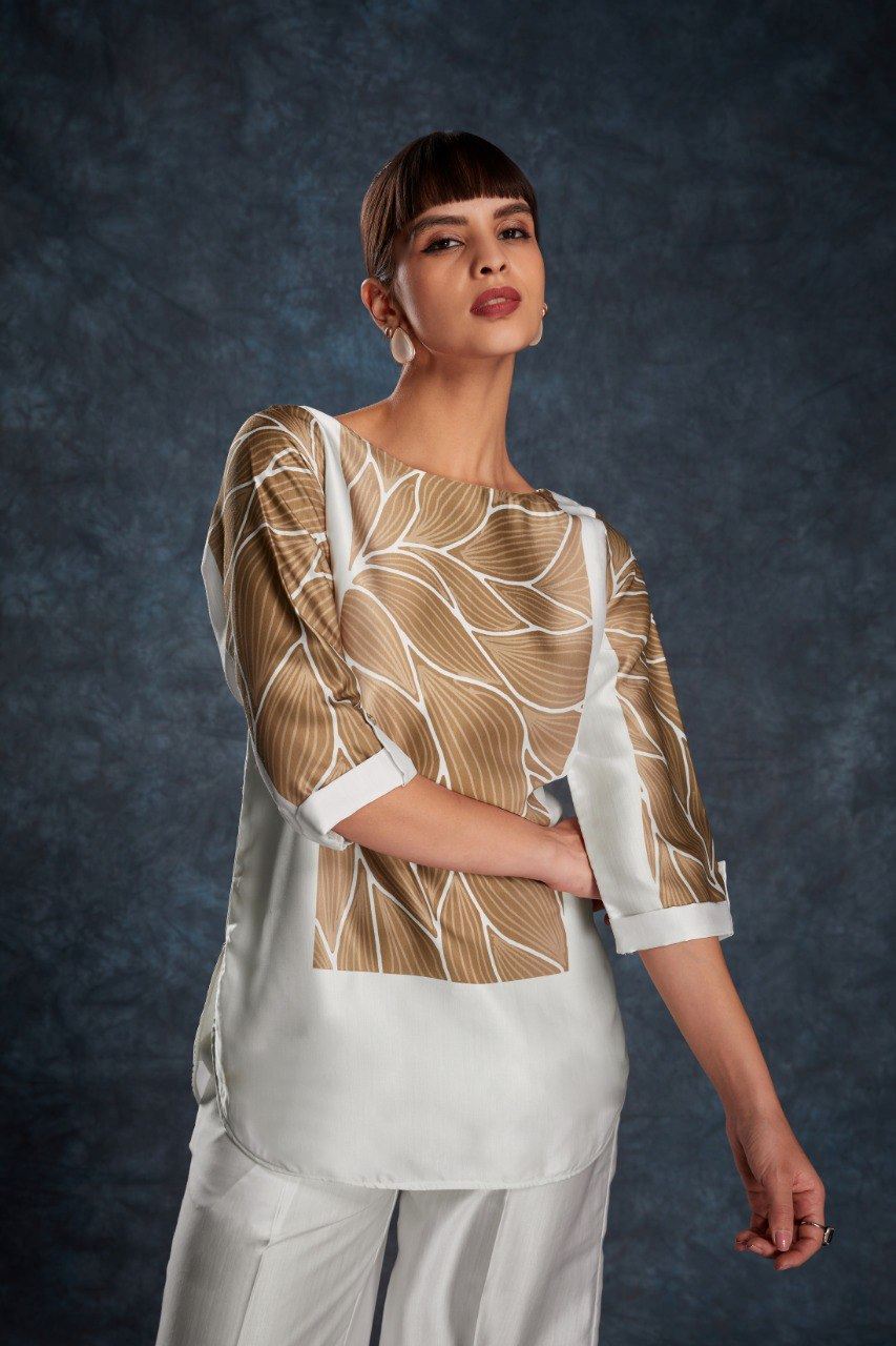 White Co-Ord Set  with Printed Work