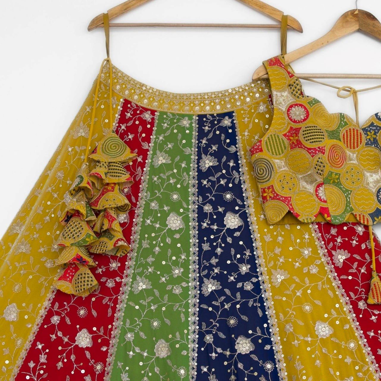 Yellow Lehenga Choli With Thread and Sequence Embroidery Work