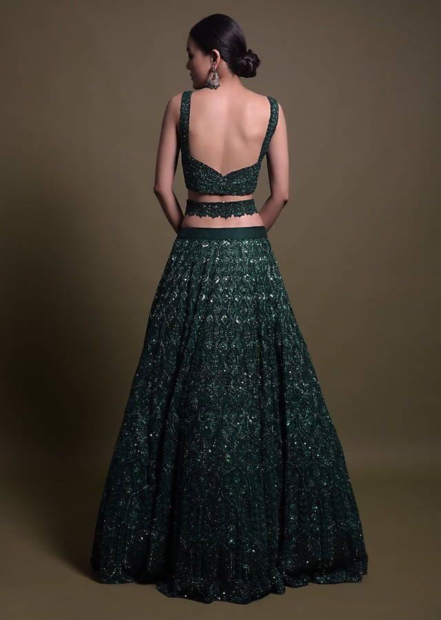 Green Lehenga Choli With Sequnece Thread  Dori Work