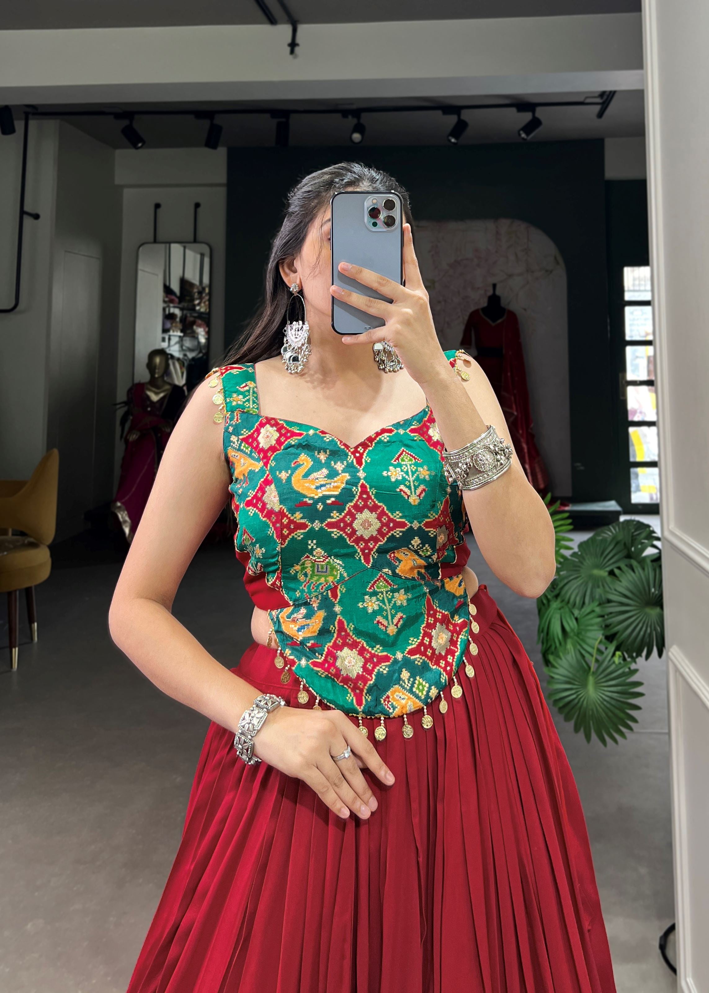 Maroon  Pure Rayon Lehenga Choli with Embossed Elegance