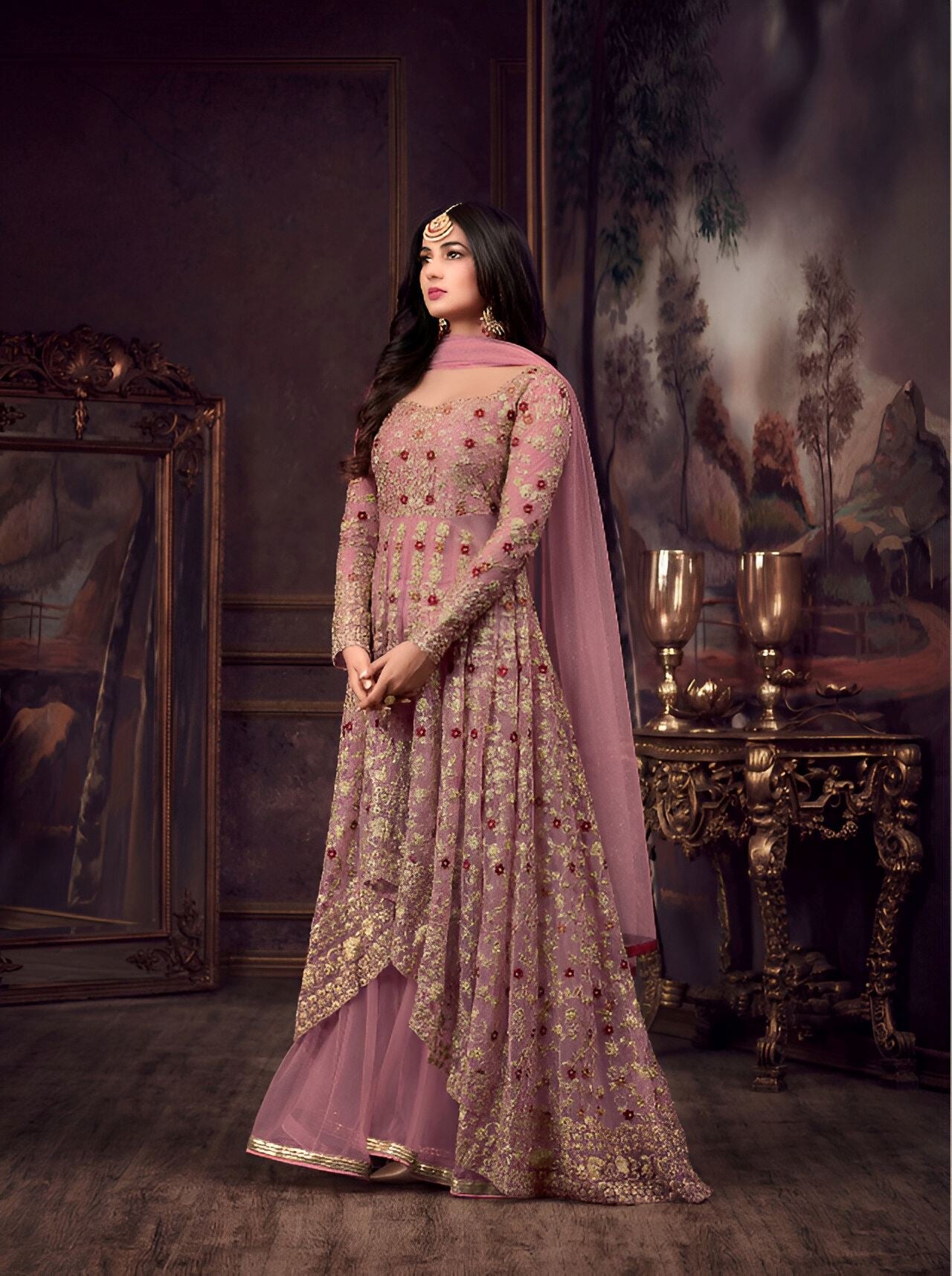 Pink Heavy Designer Suit With Heavy Embroidery Work