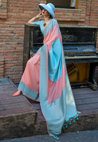 Baby Pink Soft Silk Saree with Jacquard Woven Work