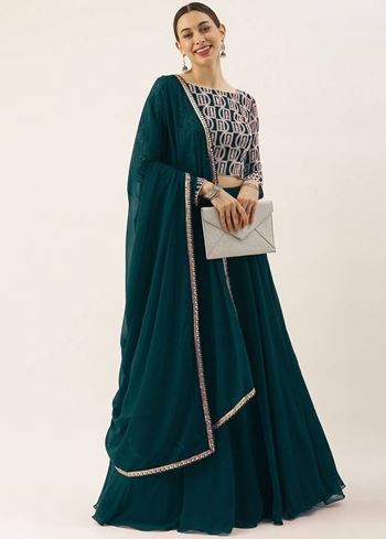 Beautiful Green Thread Work Georgette Festival Wear Lehenga Choli
