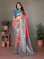 Beautiful Red Banarasi Tissue Silk Partywear Saree