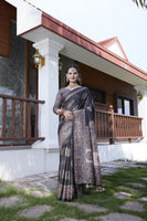 Black Crepe Designer Partywear Saree