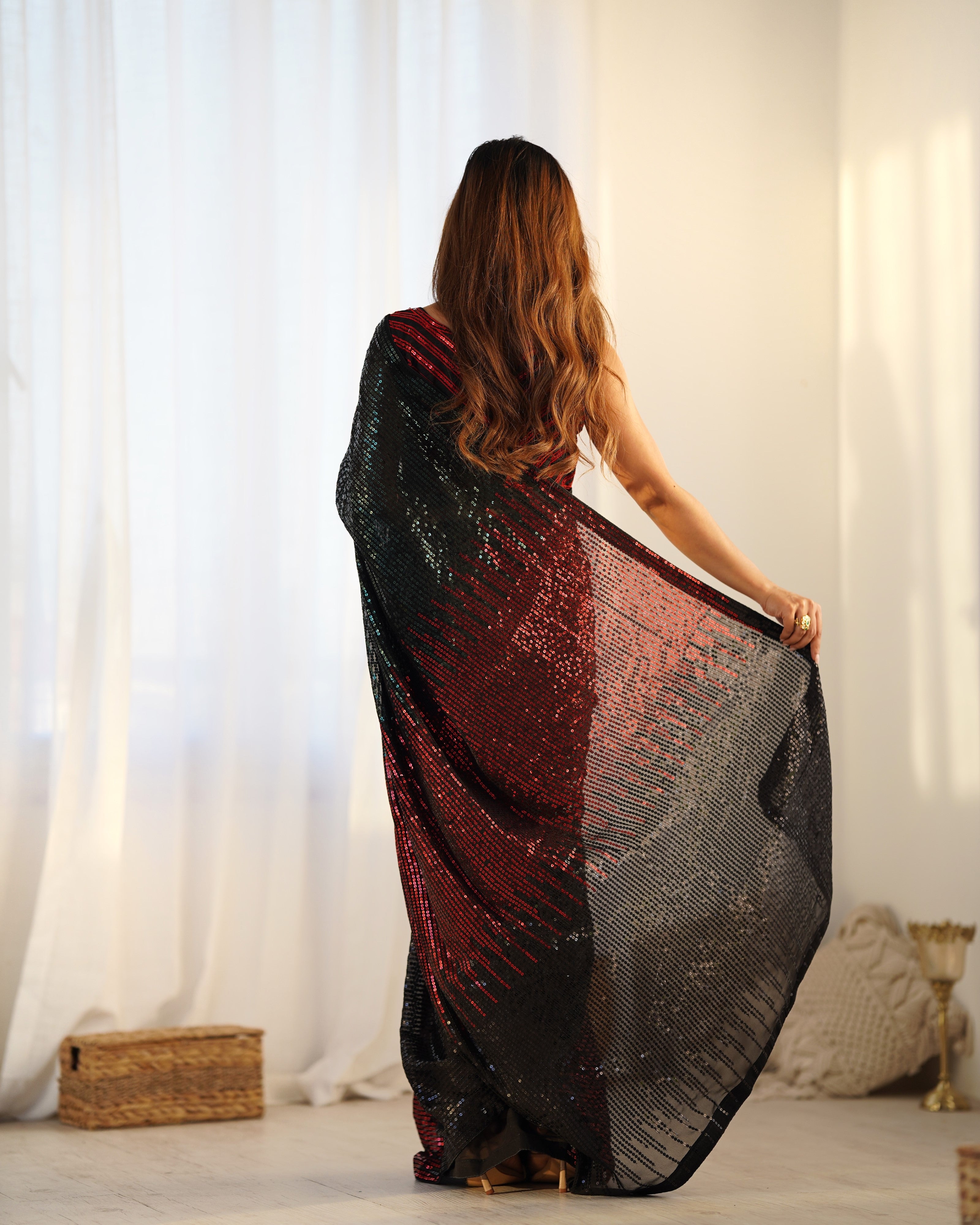 Black Designer Bollywood Looks Georgette Fabric Saree For Party Looks