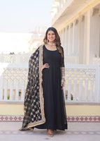 Black Faux Blooming Suit With Embroidered Multi-Sequins work