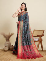 Black Patola Silk Woven Meenakari Designer Partywear Saree