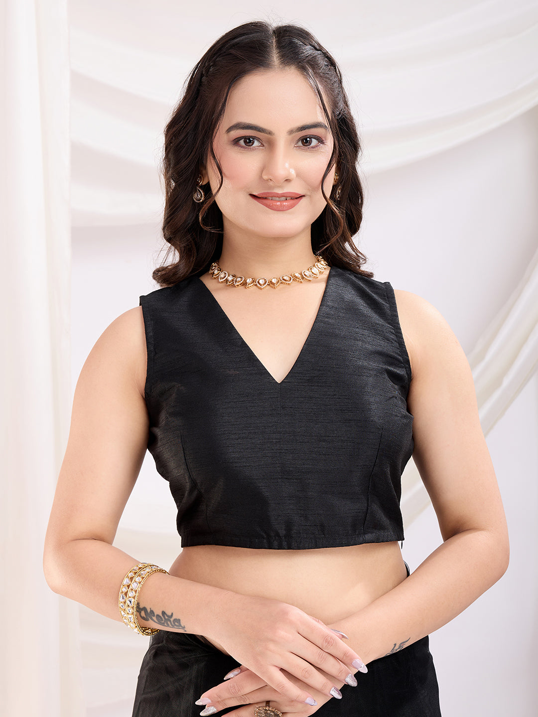 Black Soft Net Designer Thread Embroidery Work Girlie Partywear Saree
